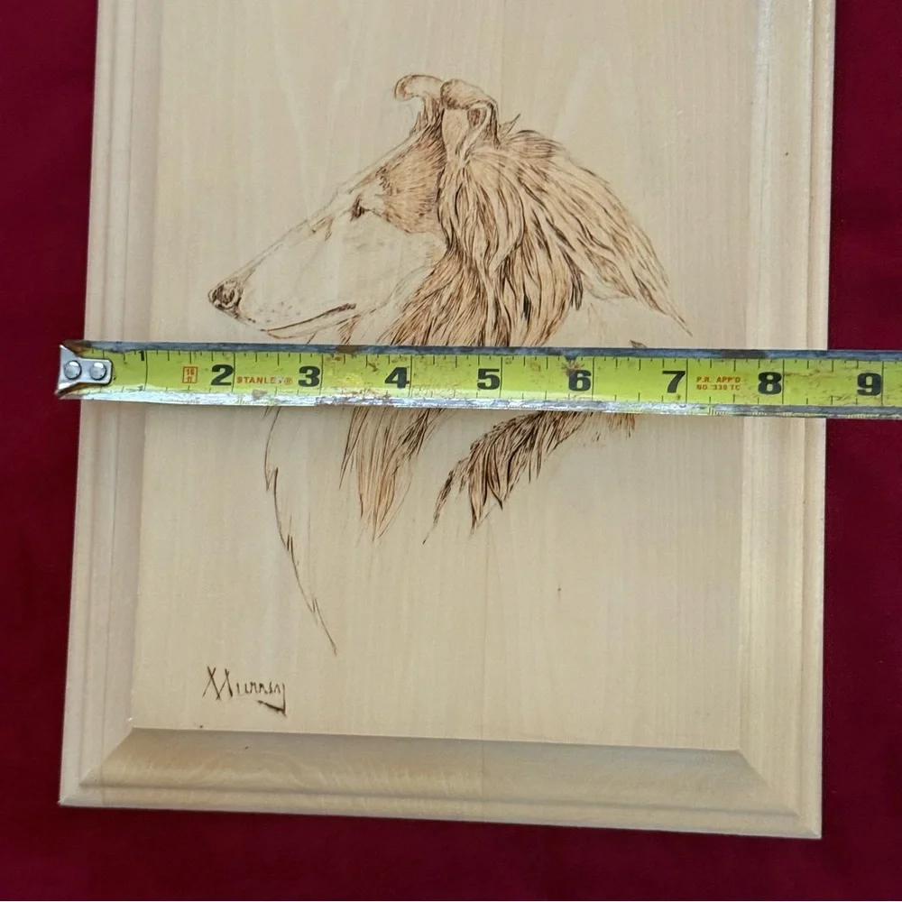 Wooden Collie Art Plaque by Murray